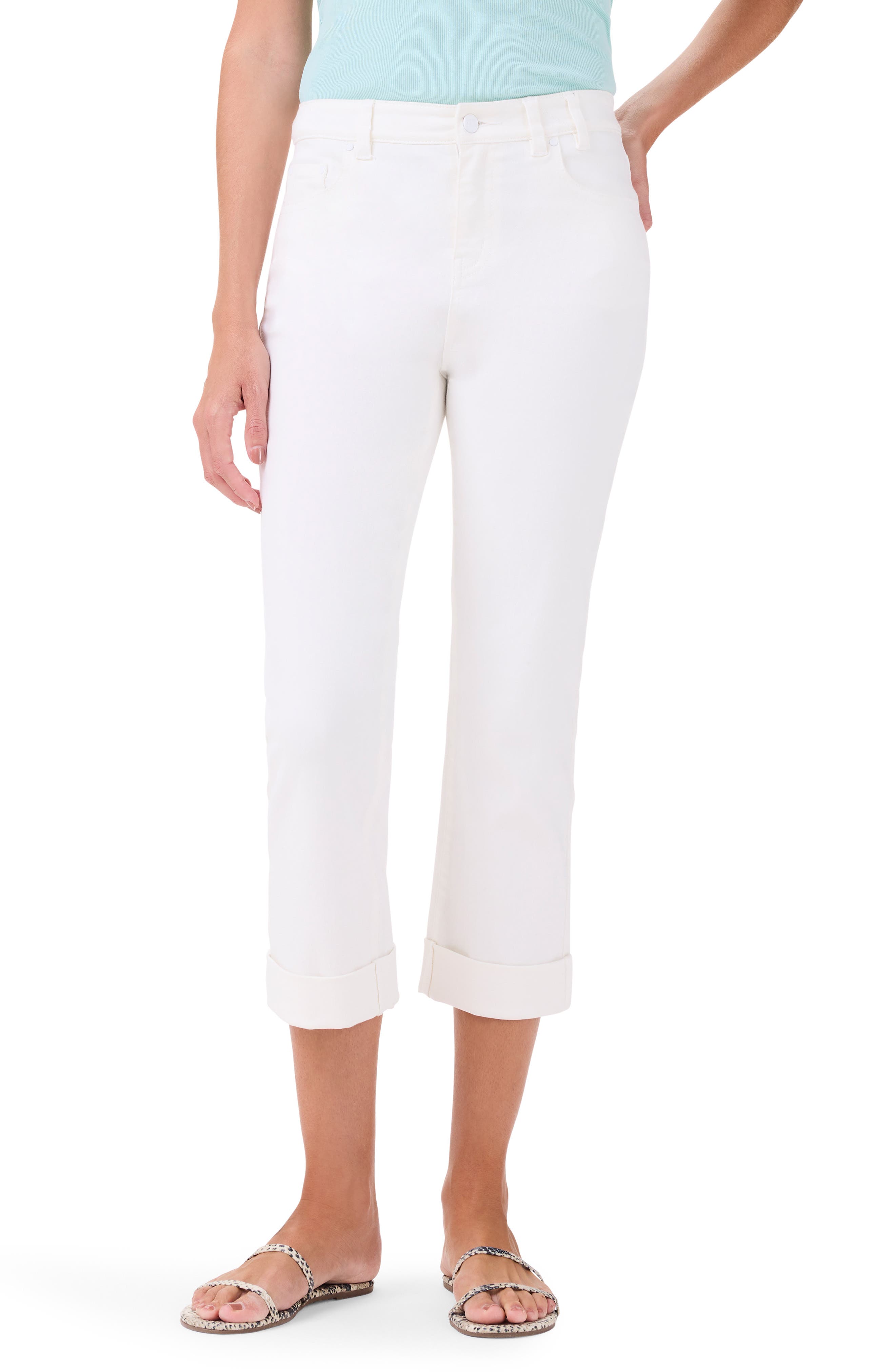 NIC+ZOE High Waist Straight Leg Roll Cuff Jeans