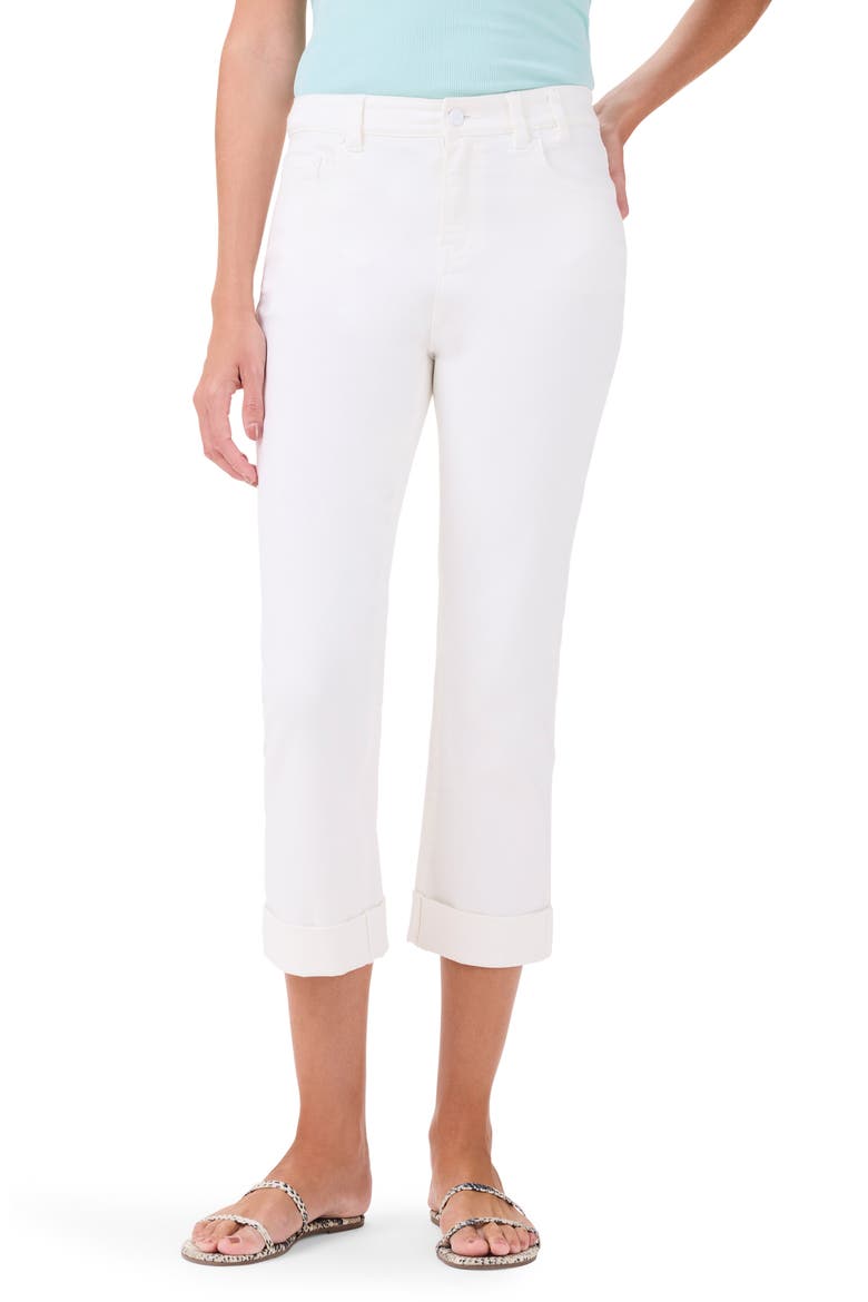 High Waist Straight Leg Roll Cuff Jeans, Main, color, PAPER WHITE