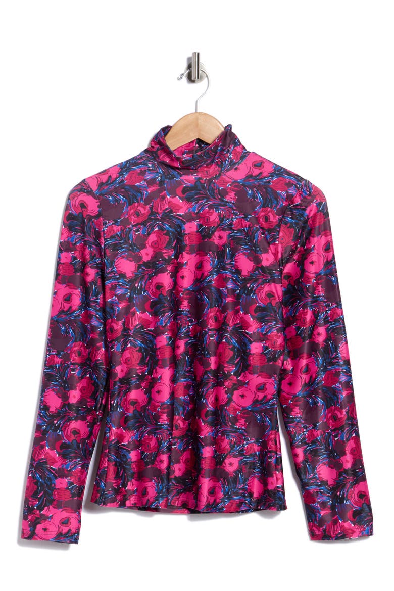 Lee Mock Neck Jersey Top, Main, color, ROSE PRINT