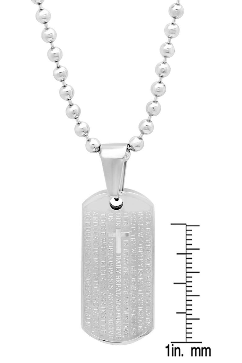Lord's Prayer Dog Tag & Ring Pendant Necklace, Alternate, color, SILVER