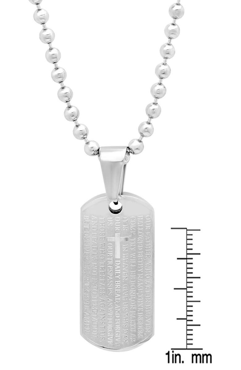 STEELTIME Lord's Prayer Dog Tag & Ring Pendant Necklace, Alternate, color, Silver