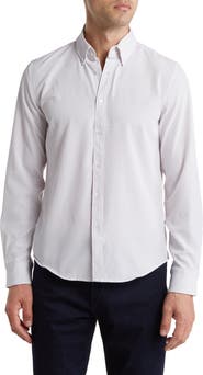 DENIM AND FLOWER Polka Dot Print Stretch Button-Up Sport Shirt