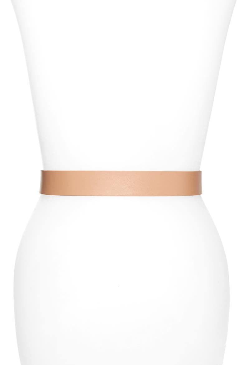 Circle Buckle Leather Belt, Alternate, color, CAMEL