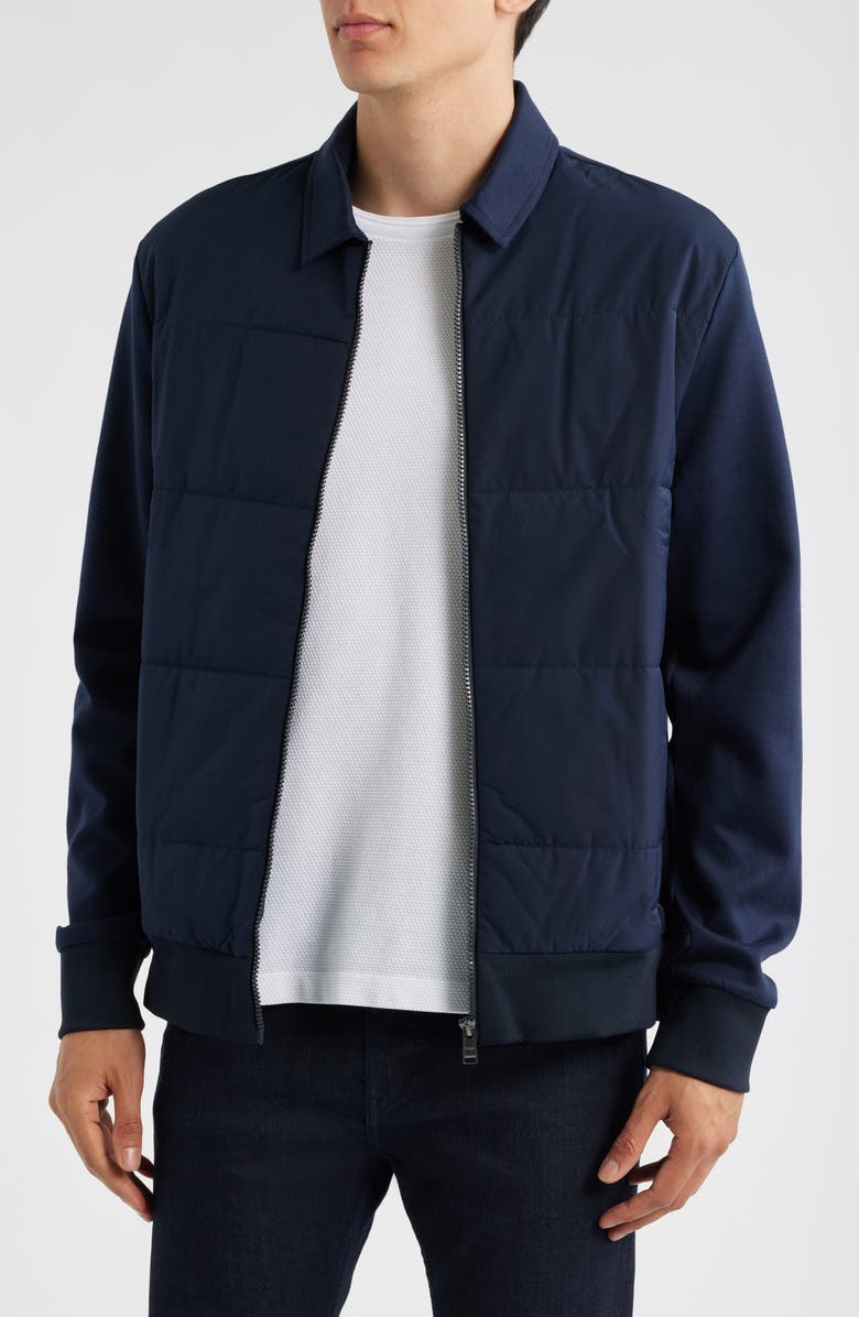 BOSS Sigmon Quilted Zip Jacket, Main, color, Dark Blue