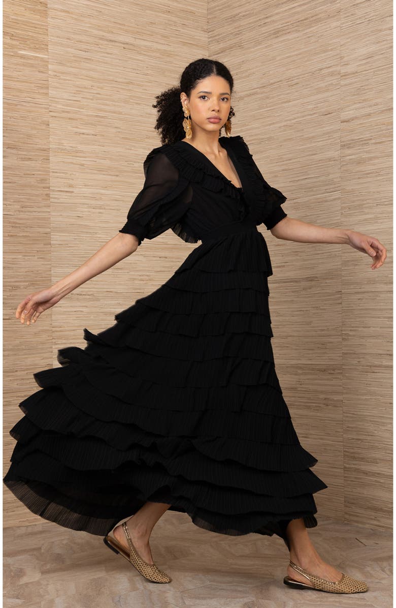 Hale Bob Aulelei Chiffon Solid Dress, Alternate, color, Black