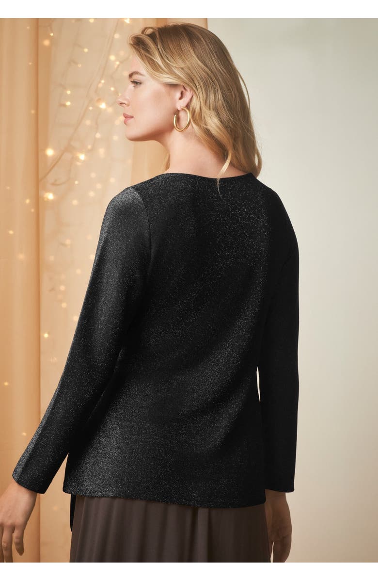 Jessica London Shimmery Side-Gathered Tunic, Alternate, color, Black Shimmer