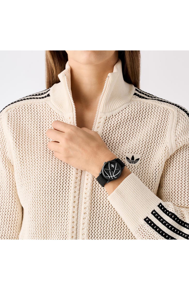 adidas AO Style Black Basketball Dial Webbing Strap Watch, 39mm, Alternate, color, Black