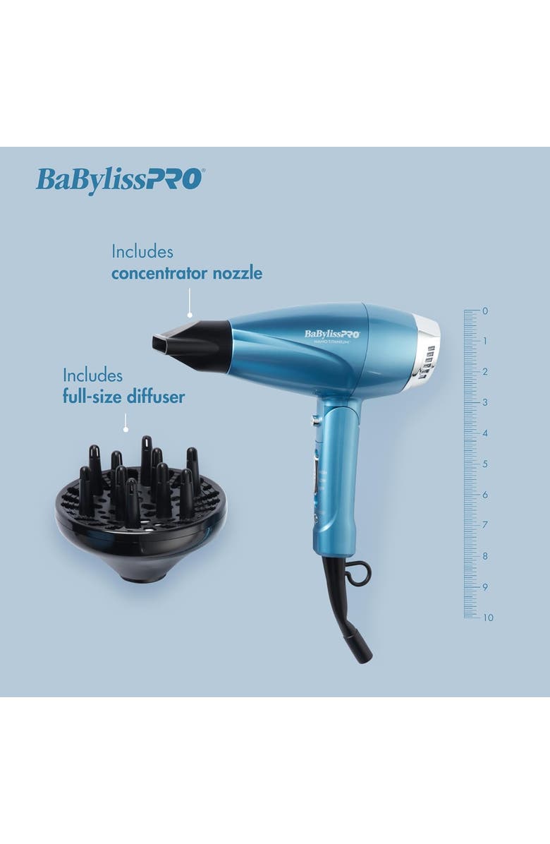 BaBylissPRO Nano Titanium Compact Folding Ionic Dryer, Alternate, color, Blue