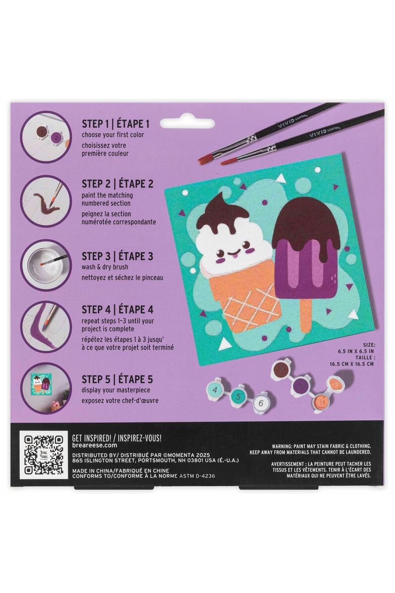 Acrylic Mini Paint By Number Kit, Ice Cream, 6 x 6 Inch Canvas, Alternate, color, Multicolored