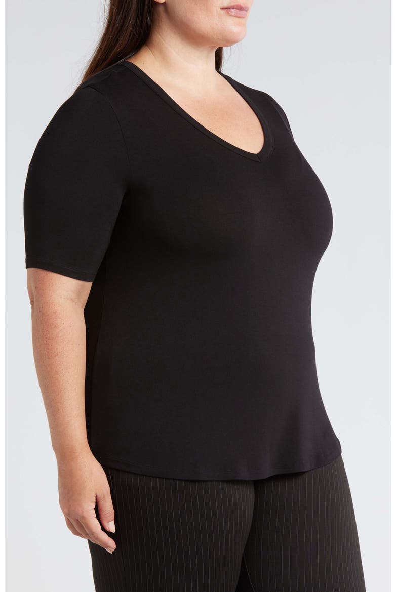 Lily Liquid Jersey V-Neck T-Shirt, Alternate, color, BLACK