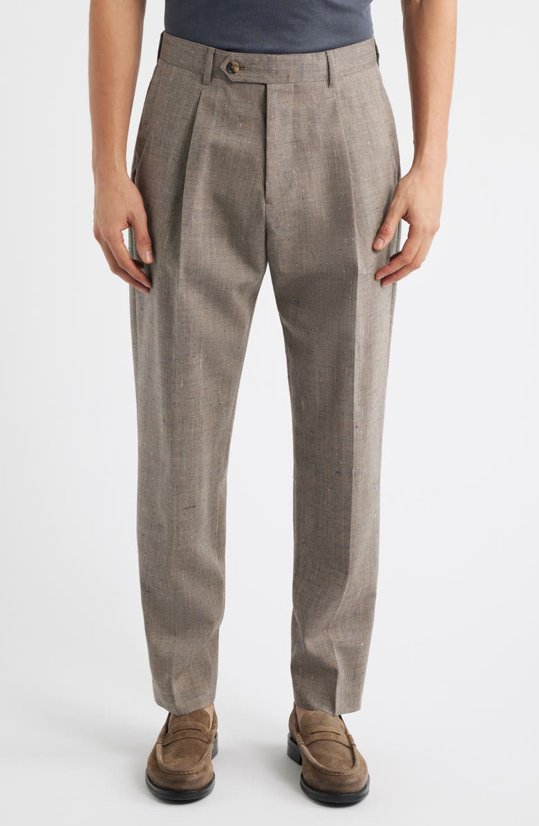 Paul Smith Pleated Wool Blend Dress Pants, Main, color, Beige