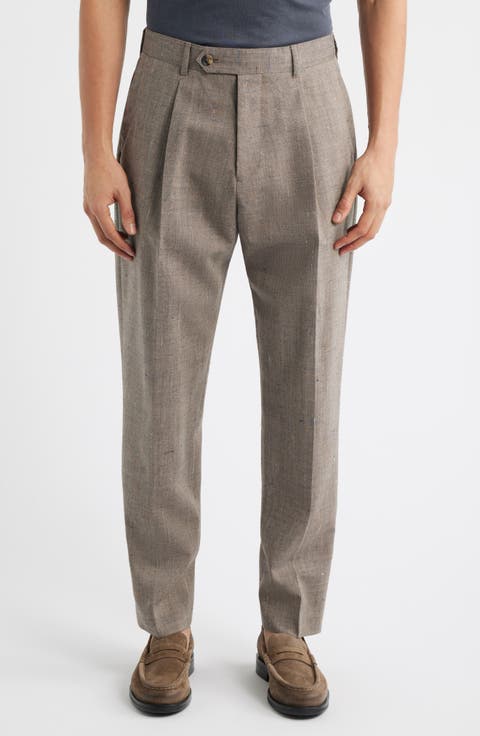Pleated Wool Blend Dress Pants