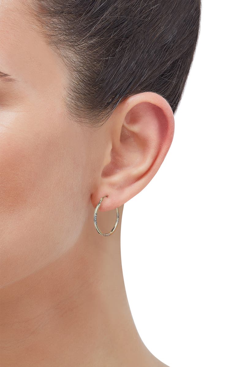 Frankie & Zoe Leaf Textured Hoop Earrings, Alternate, color, Yellow Gold