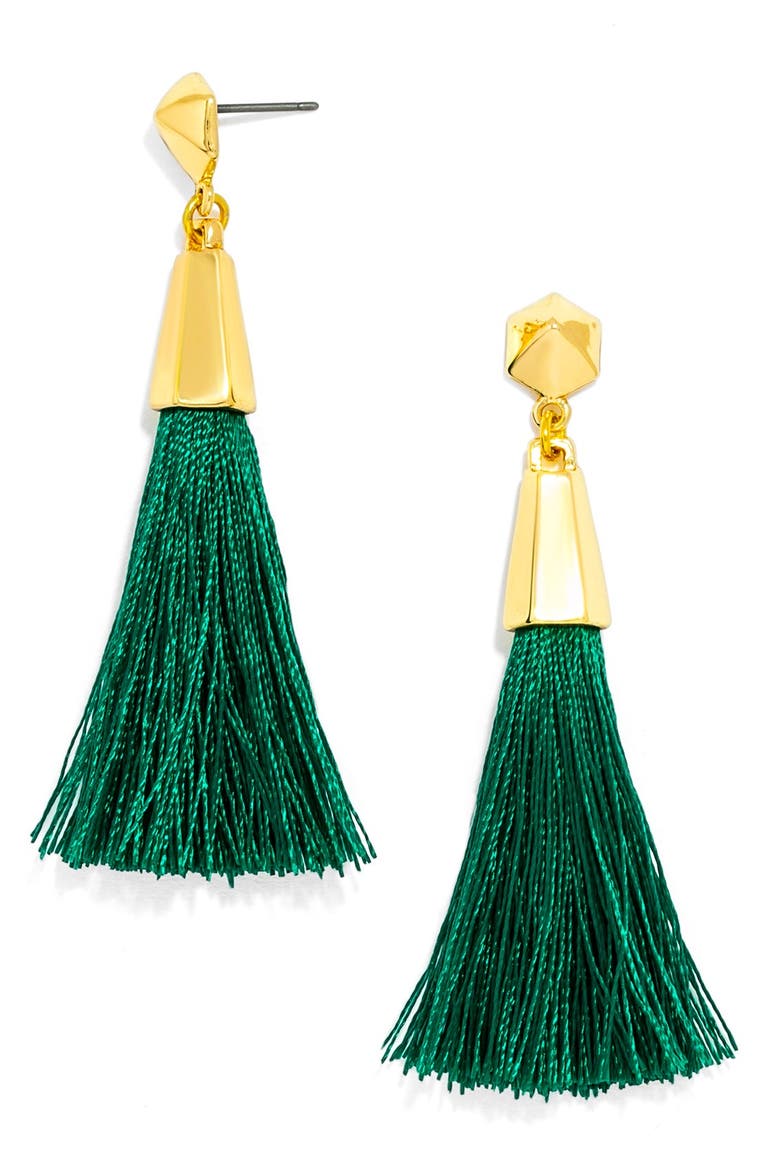 'Festival Tassel' Drop Earrings, Main, color, EMERALD