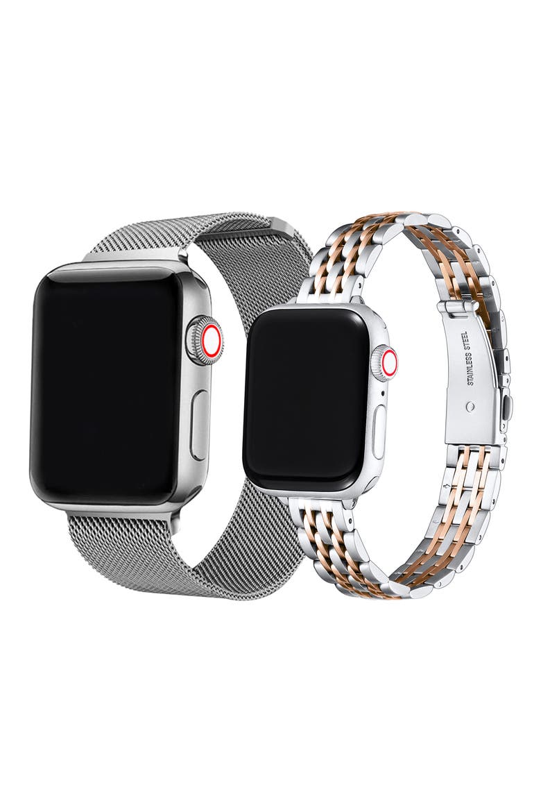 Assorted 2-Pack Stainless Steel Apple Watch® Watchbands, Alternate, color, ROSE GOLD / STARBURST