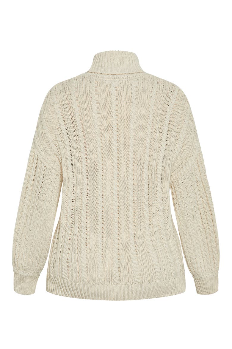 Avah Cable Stitch Turtleneck Sweater, Alternate, color, CREME