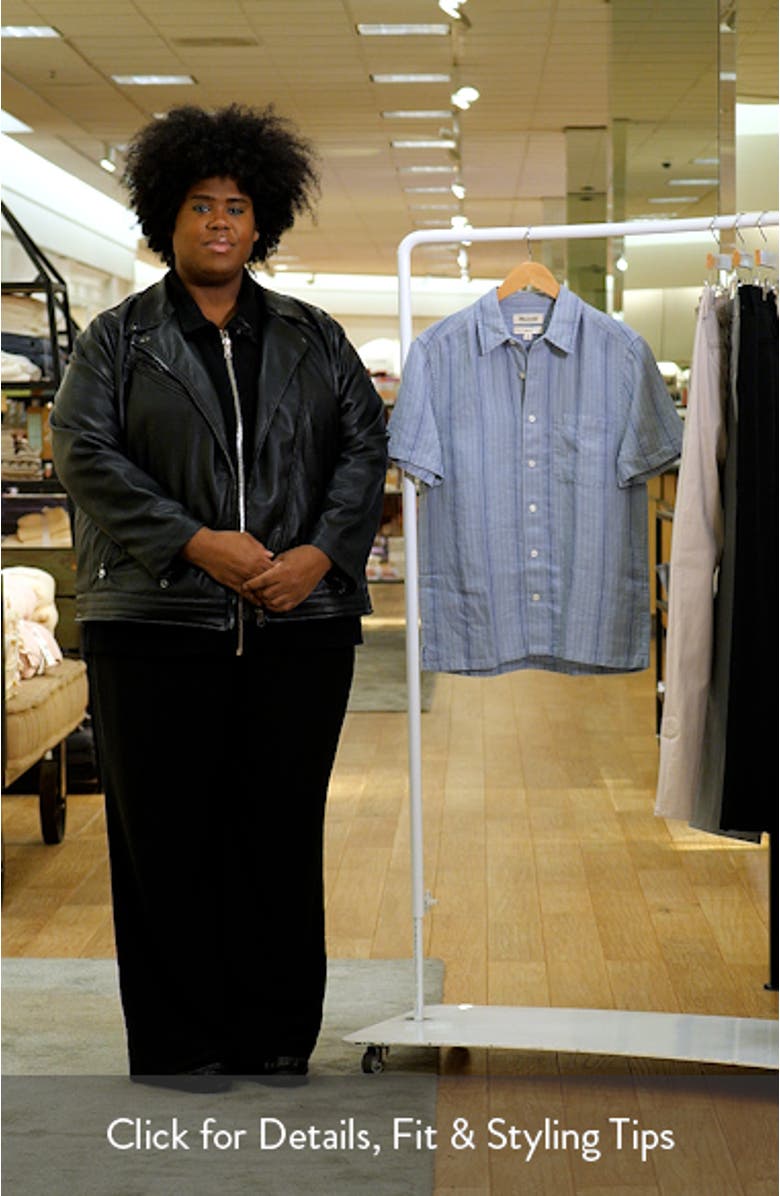 Easy Stripe Short Sleeve Linen Button-Up Shirt, sales video thumbnail