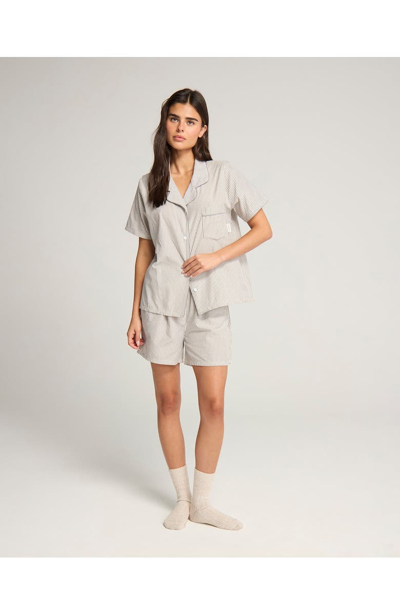 Nudea The Short PJ Set, Alternate, color, Dove Grey Stripe