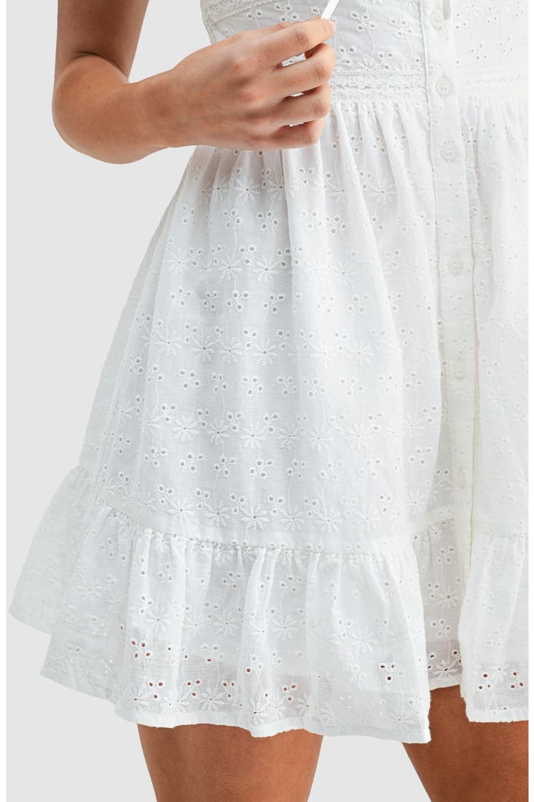 Button Front Cotton Eyelet Minidress, Alternate, color, OFF WHITE