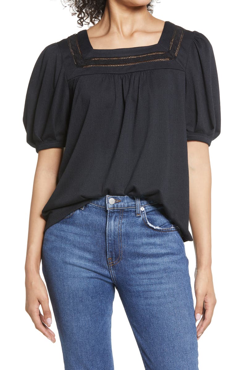 Everleigh Square Neck Lace Knit Top, Main, color, 