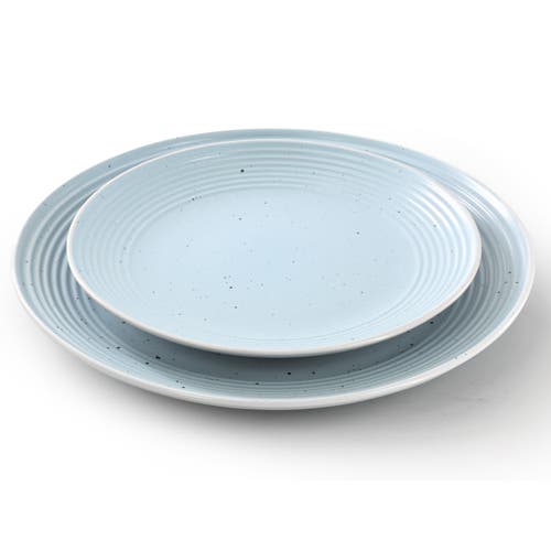 Elama Emilia 16 Piece Double Bowl Stoneware Dinnerware Set In Blue