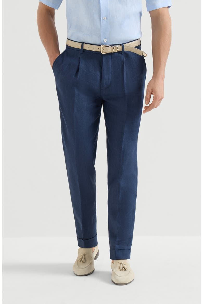 Délavé linen trousers, Main, color, Navy Blue