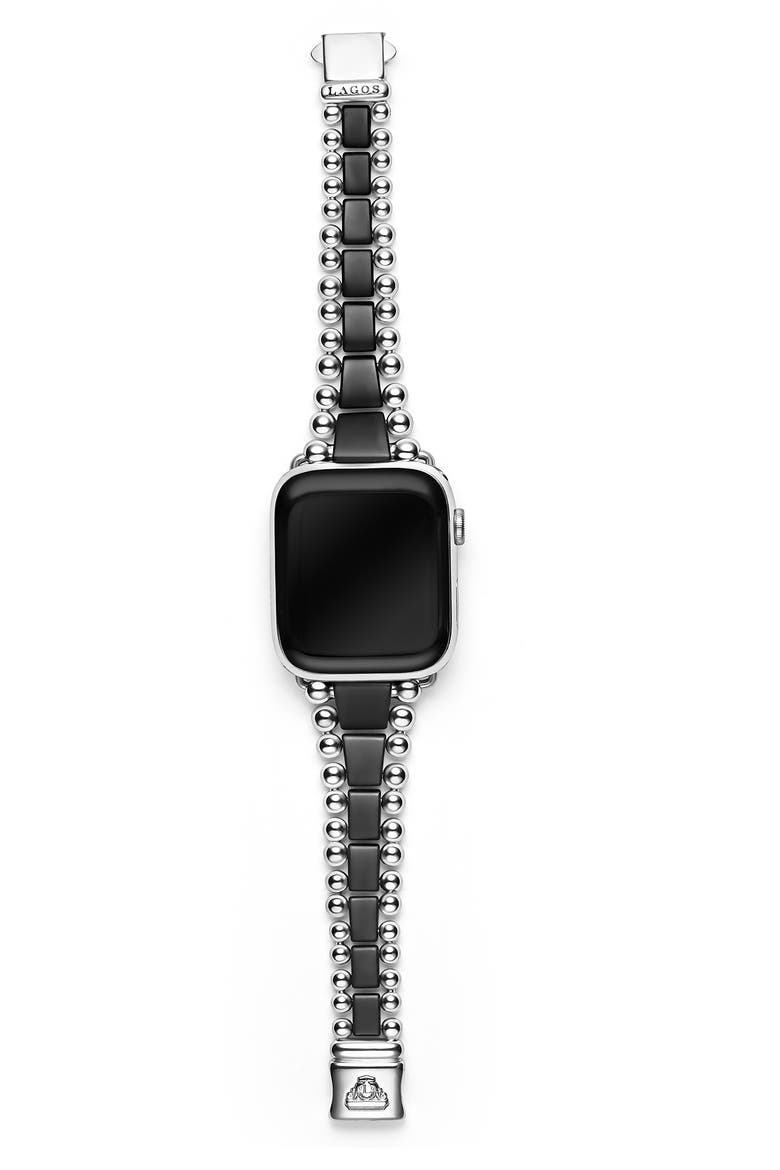 Men's Smart Caviar Matte Black Ceramic & Stainless Steel Apple Watch® Watchband, Alternate, color, BLACK