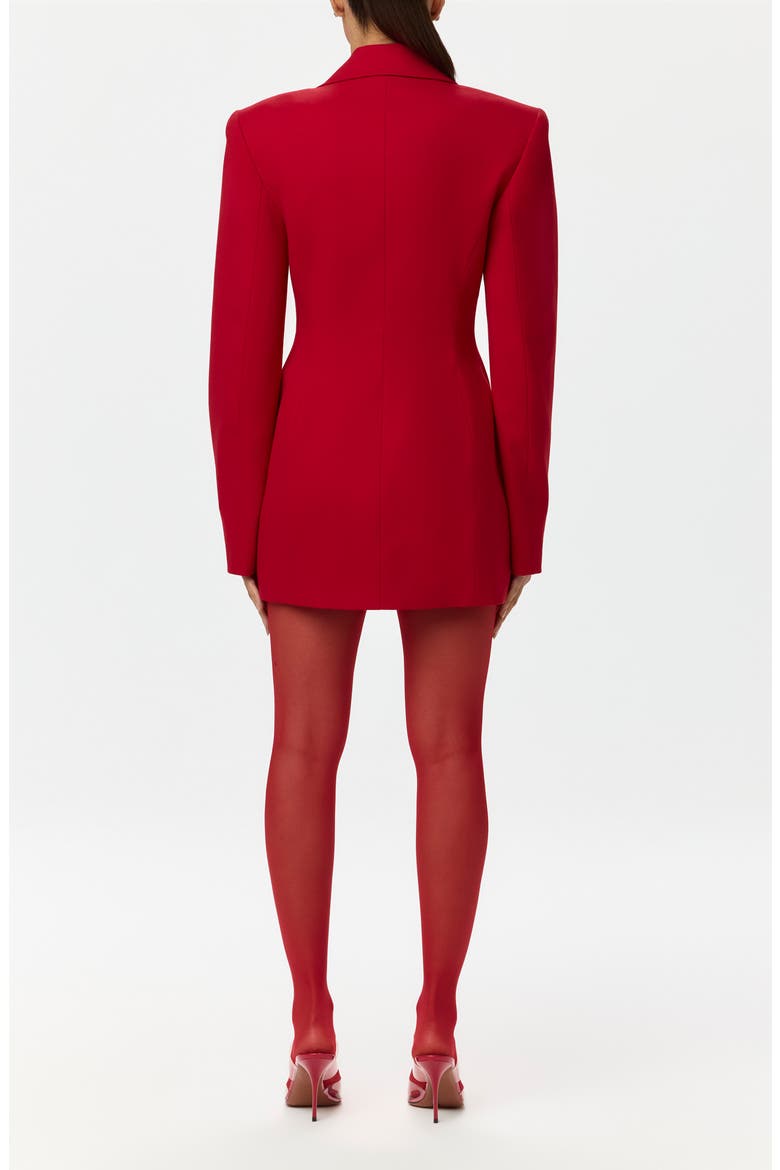 Pleated Long Sleeve Suiting Blazer Minidress, Alternate, color, RED
