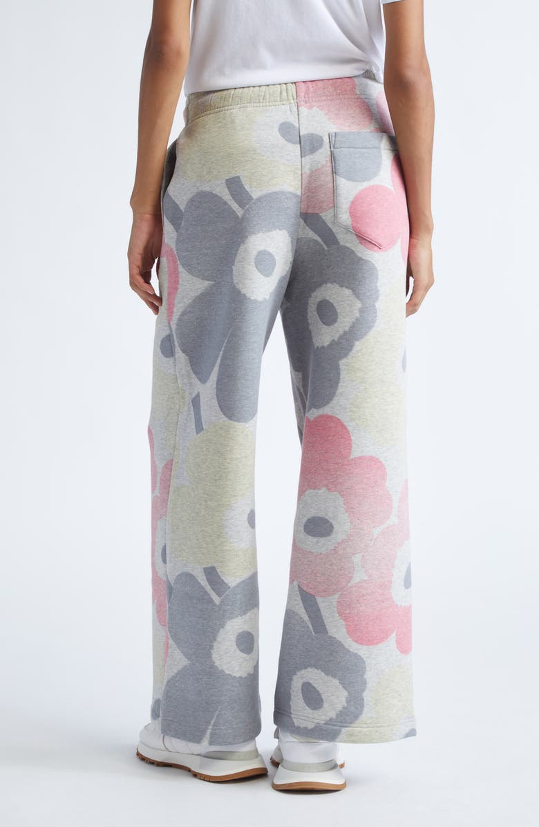 Marimekko Kikapo Unikko Floral Wide Leg French Terry Sweatpants, Alternate, color, Grey Melange Pink L Yellow