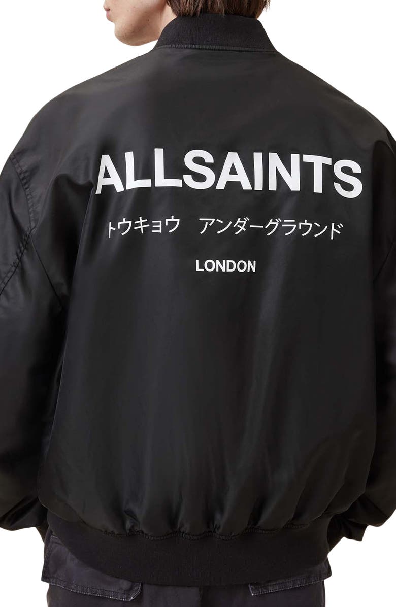 AllSaints Underground Bomber Jacket, Alternate, color, Black