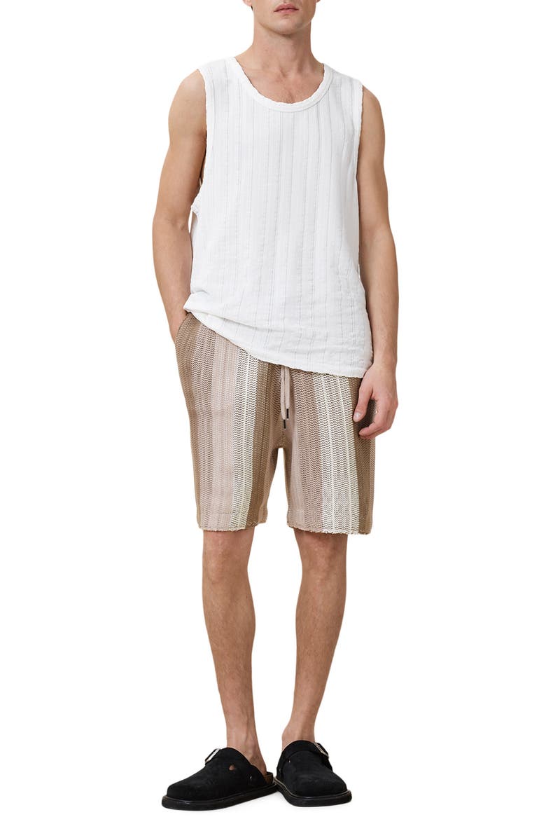 AllSaints Truck Stripe Cotton Shorts, Alternate, color, Plaster Taupe