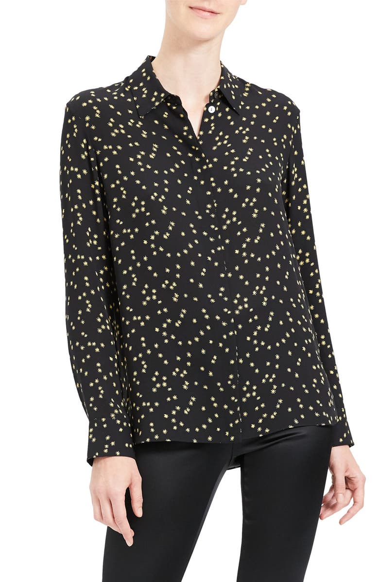 Theory Classic Silk Button-Up Top, Main, color, 