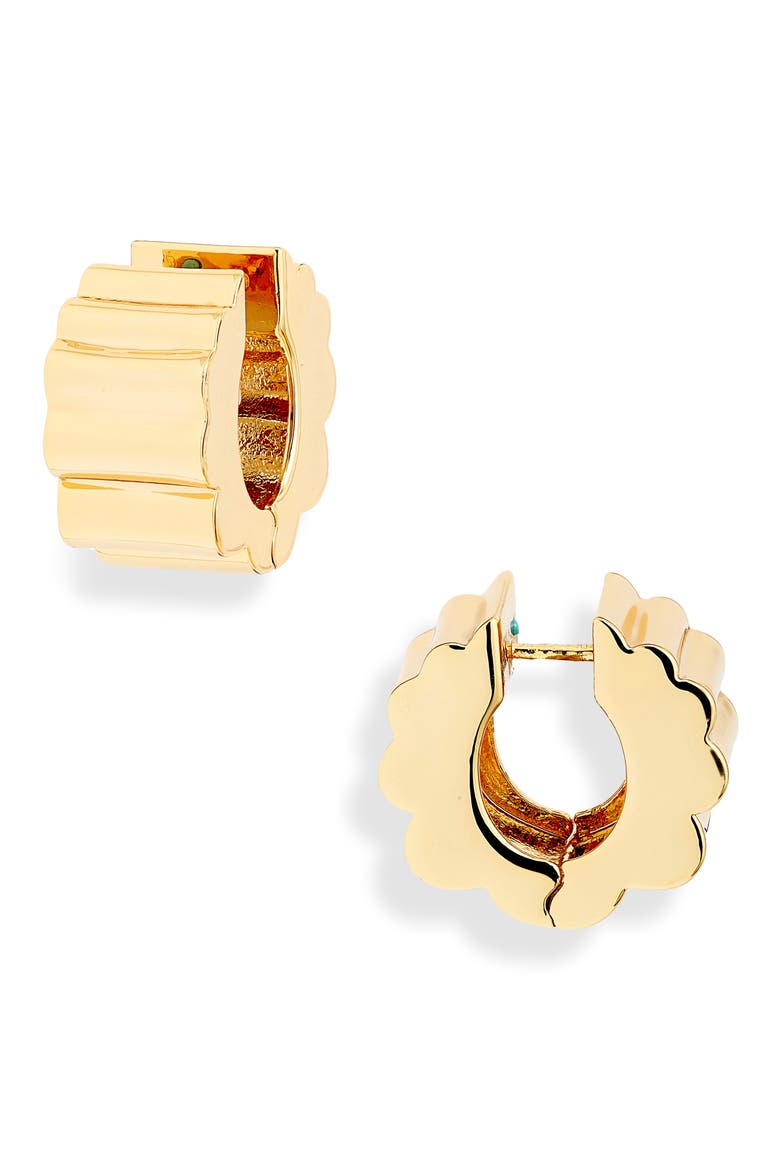 Posh Ripple Huggie Hoop Earrings, Main, color, GOLD