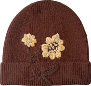 MARCUS ADLER Embroidered Flower Beanie
