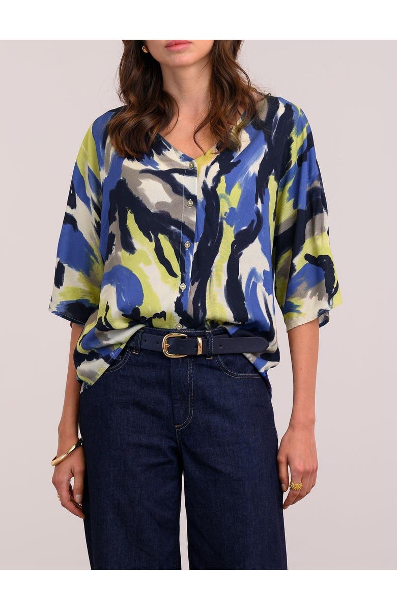 Celtic & Co. V-Neck Button Drape Blouse, Alternate, color, 