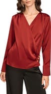 Donna Karan New York Hammered Satin Faux Wrap Top