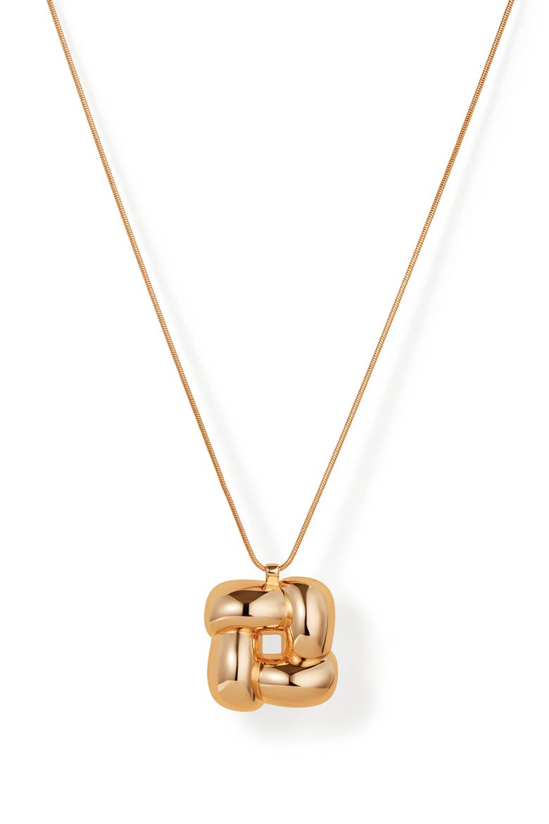 Woven Square Pendant Necklace, Main, color, HIGH POLISH GOLD