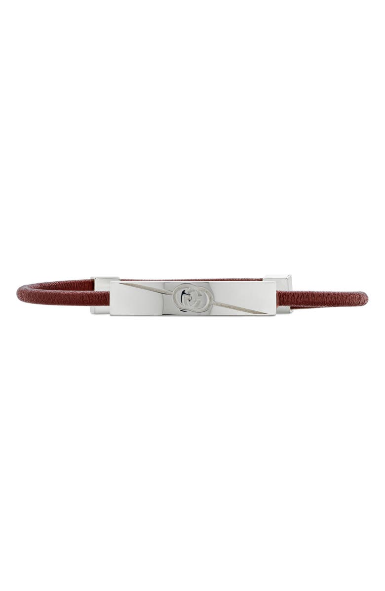 Gucci GG Tag Leather Bracelet, Alternate, color, 