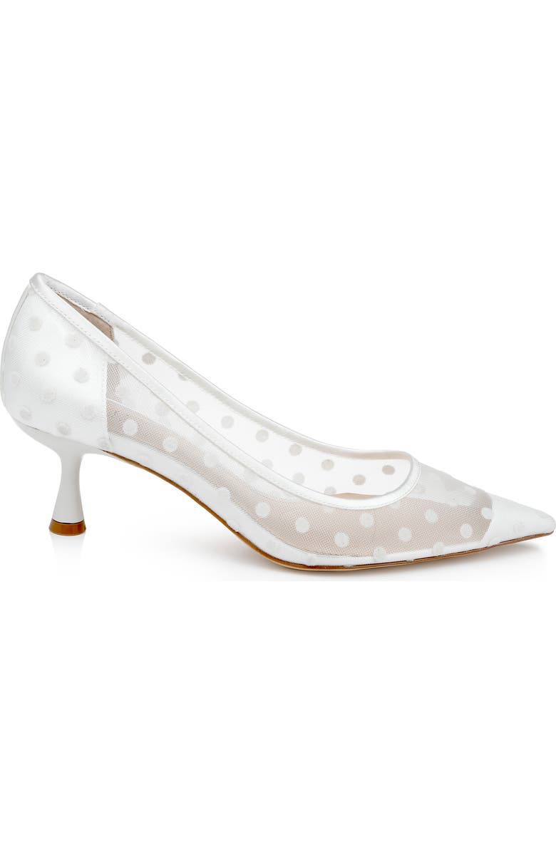 Jewel Badgley Mischka Elena Pointed Cap Toe Pump, Alternate, color, Ivory Satin