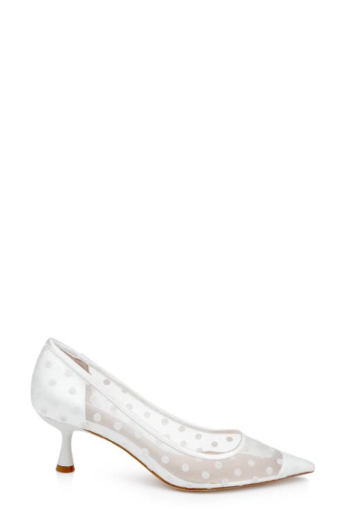 Jewel Badgley Mischka Elena Pointed Cap Toe Pump In White