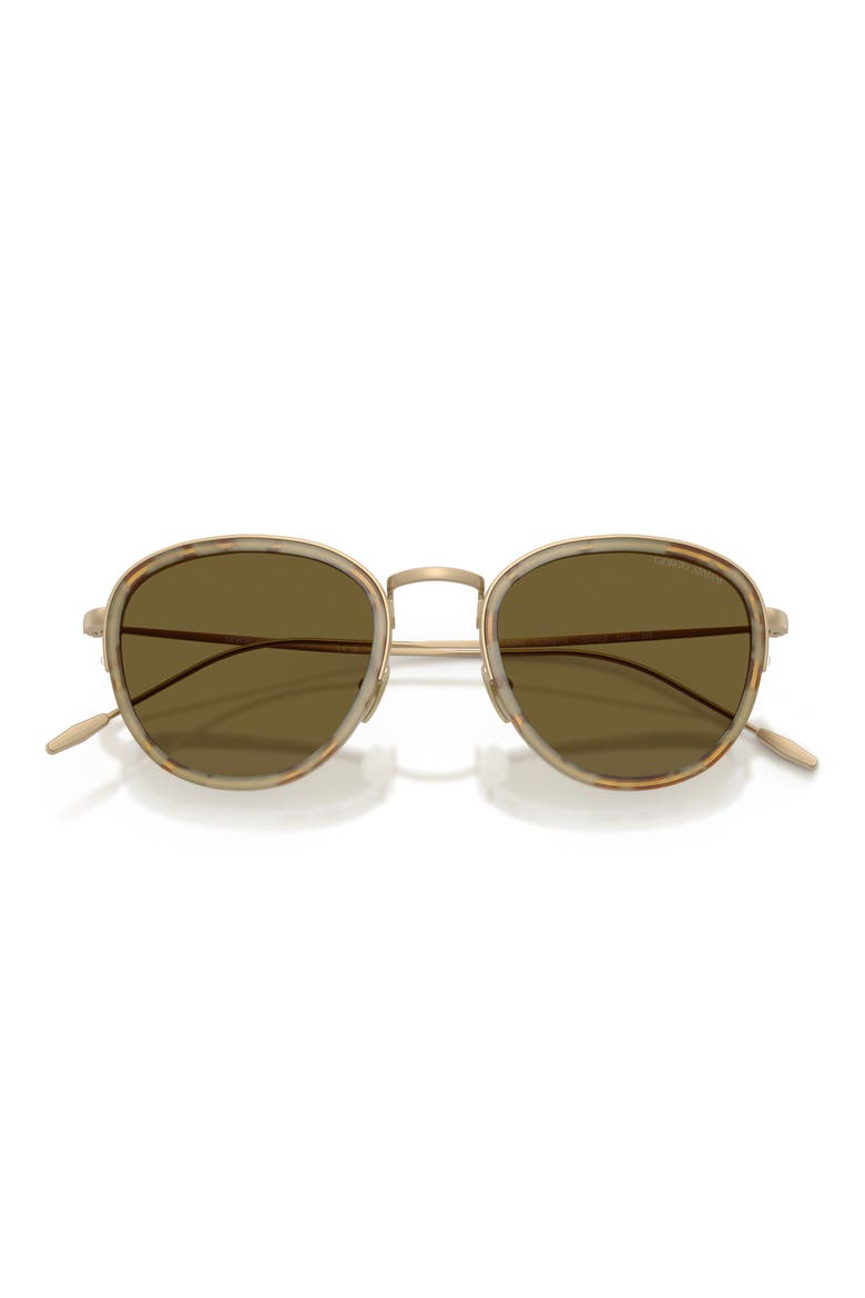 50mm Round Sunglasses, Alternate, color, MATTE PALE GOLD / DARK BROWN