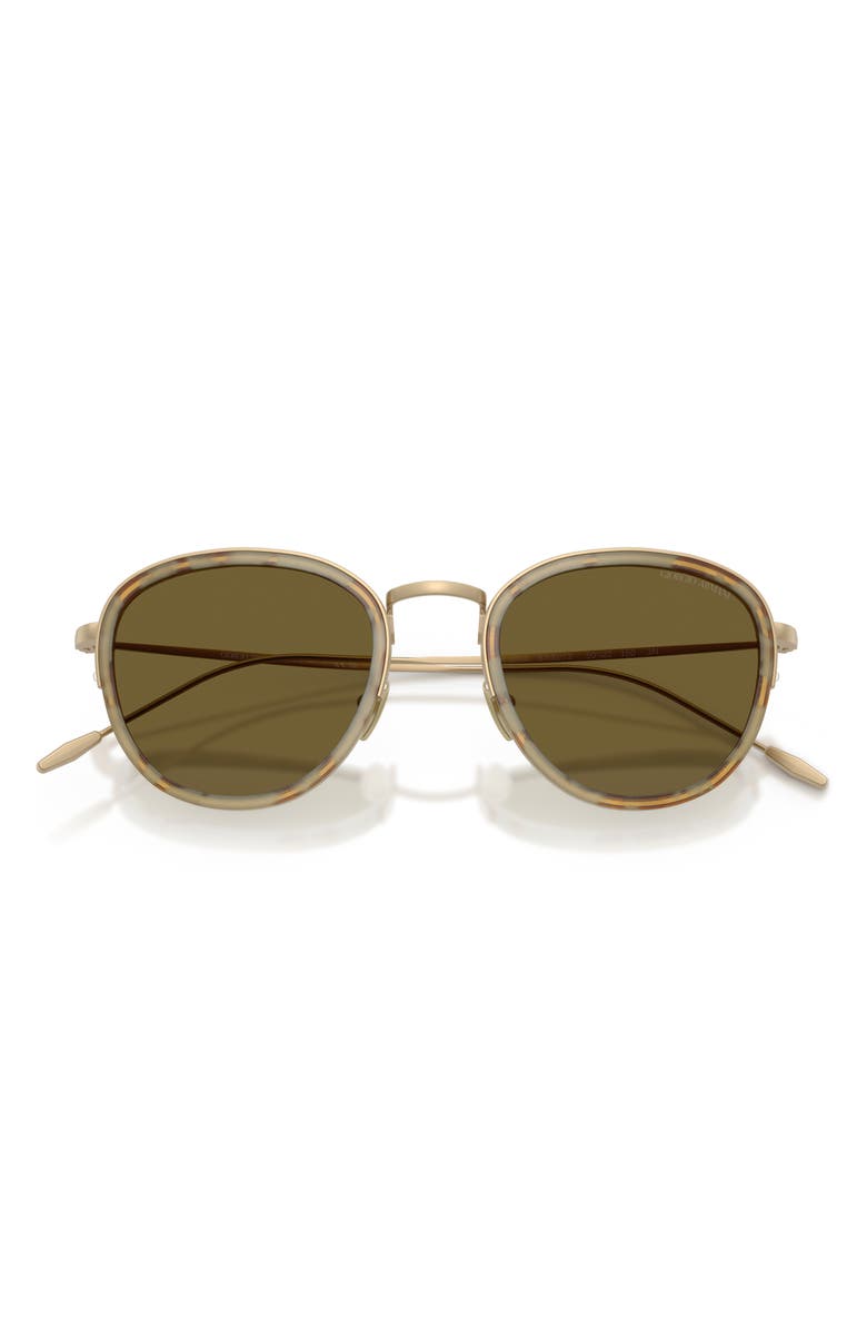 ARMANI 50mm Round Sunglasses, Alternate, color, Matte Pale Gold / Dark Brown