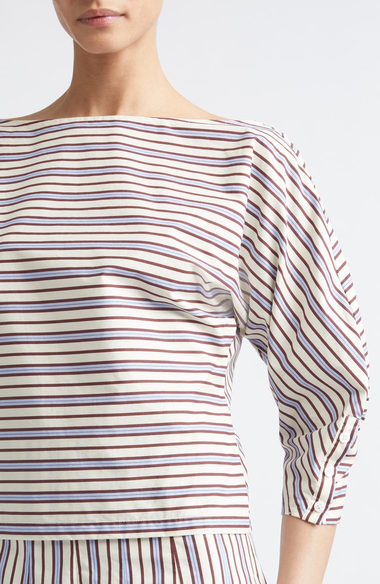 Lela Rose Stripe Dolman Sleeve Cotton Top, Alternate, color, Cream Multi