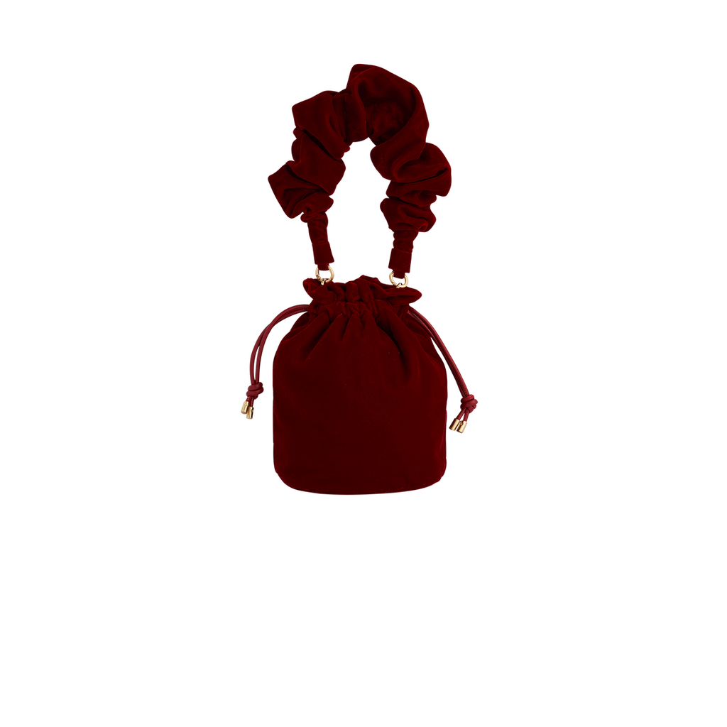 Fable England Red Velvet Bucket Bag