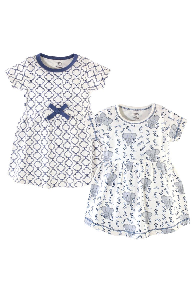 Organic Cotton Short-sleeve And Long-sleeve Dresses, Main, color, Blue Elephant