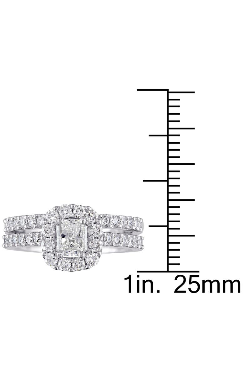 Julianna B. Diamond Radiant Halo Bridal Ring Set 14k, Alternate, color, 14K White Gold