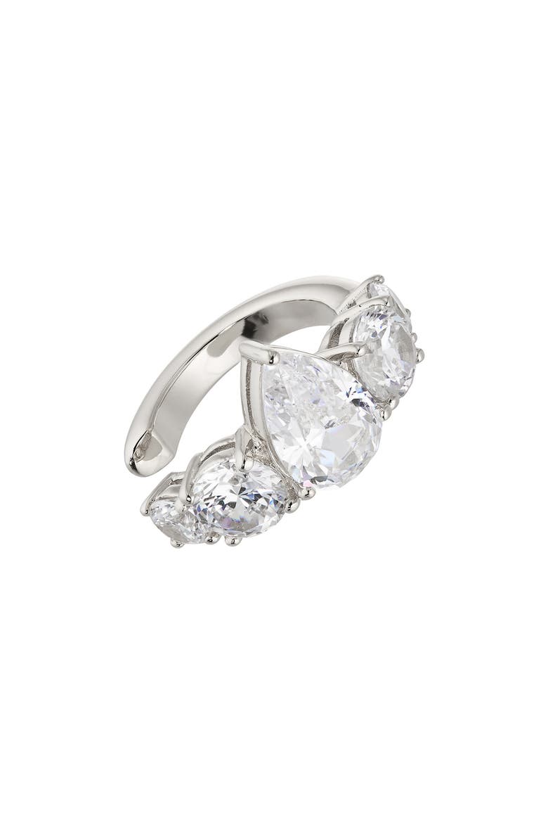 Cubic Zirconia Ear Cuff, Main, color, RHODIUM