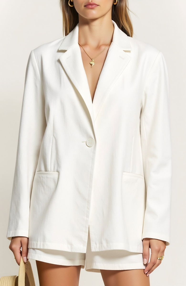 Modenaire Single Button Blazer and Matching Elastic Waist Short Outfit Set, Alternate, color,