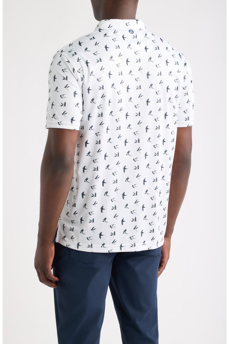 Peak Bird Print Performance Golf Polo, Alternate, color, WHITE