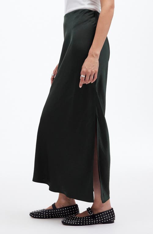 Madewell Satin Maxi Slip Skirt In Luxury Forest